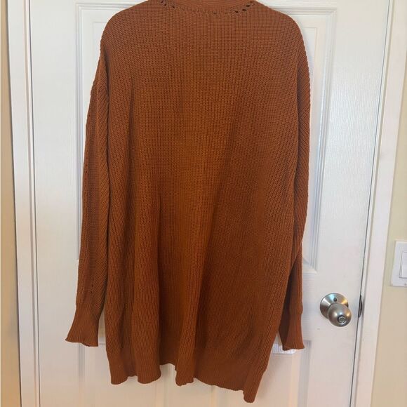 Nordstrom BP Cozy Open Front Cardigan in Burnt Orange - Picture 3 of 3